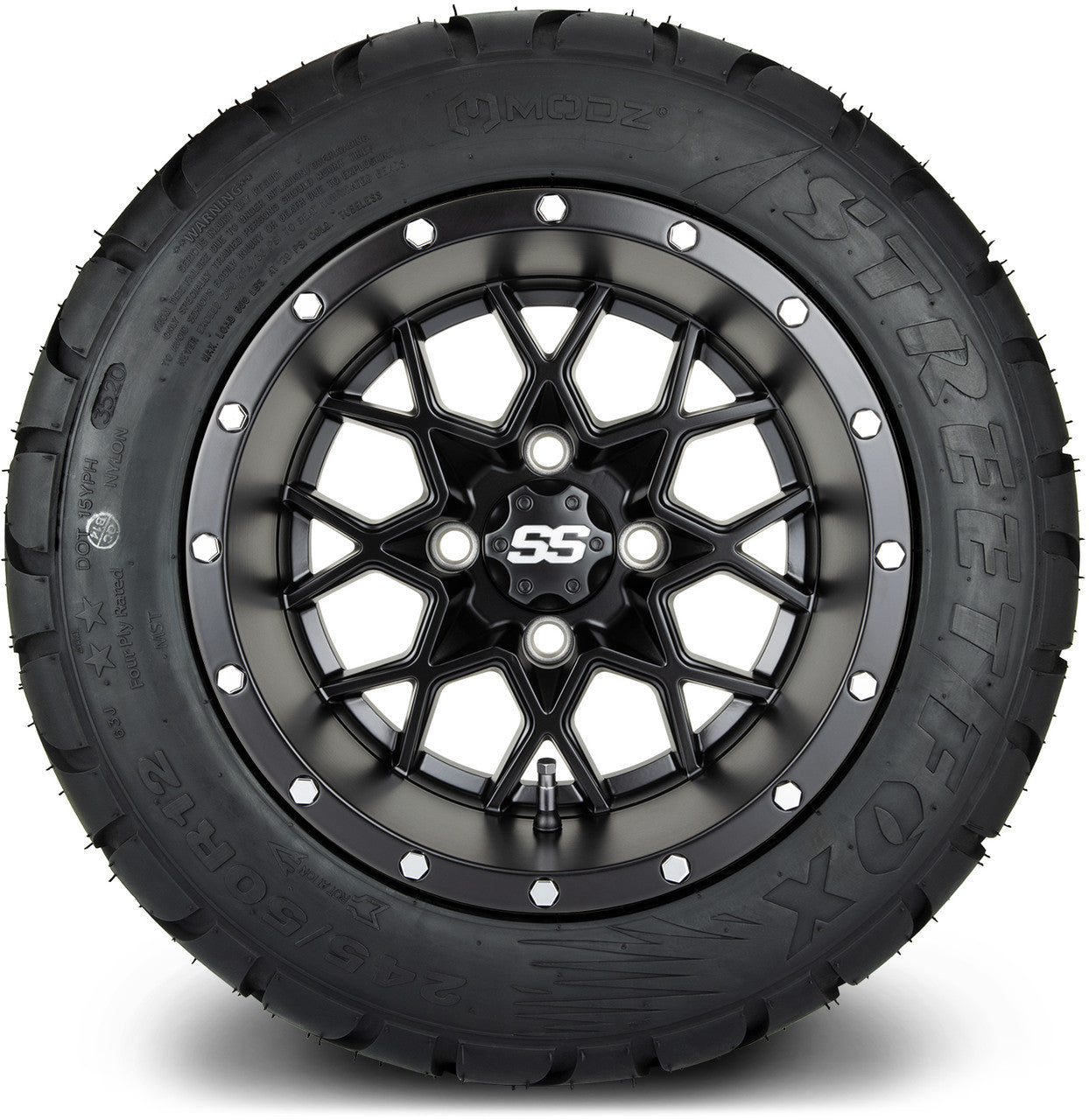 MODZ® 12" Vortex Matte Black Wheels & Street Tires Combo