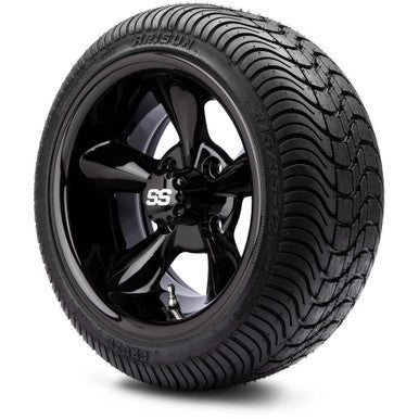 MODZ® 12" Godfather Glossy Black Wheels & Street Tires Combo