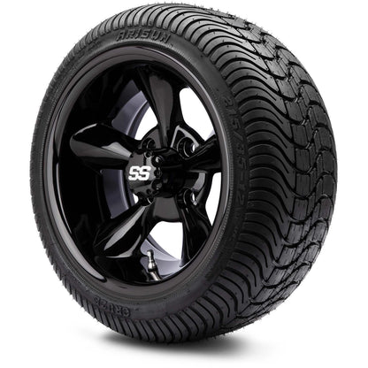 MODZ® 12" Godfather Glossy Black Wheels & Street Tires Combo