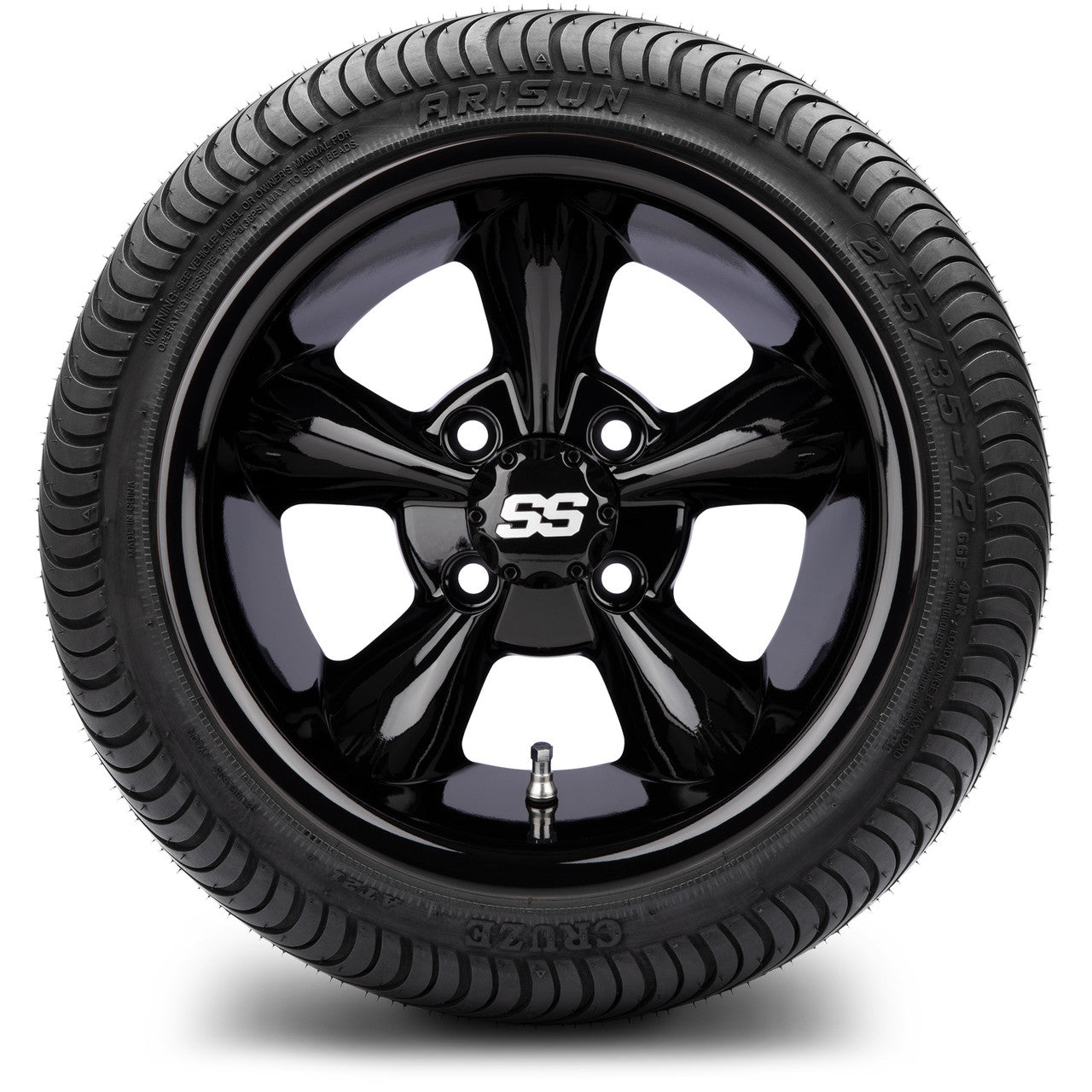 MODZ® 12" Godfather Glossy Black Wheels & Street Tires Combo