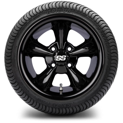 MODZ® 12" Godfather Glossy Black Wheels & Street Tires Combo