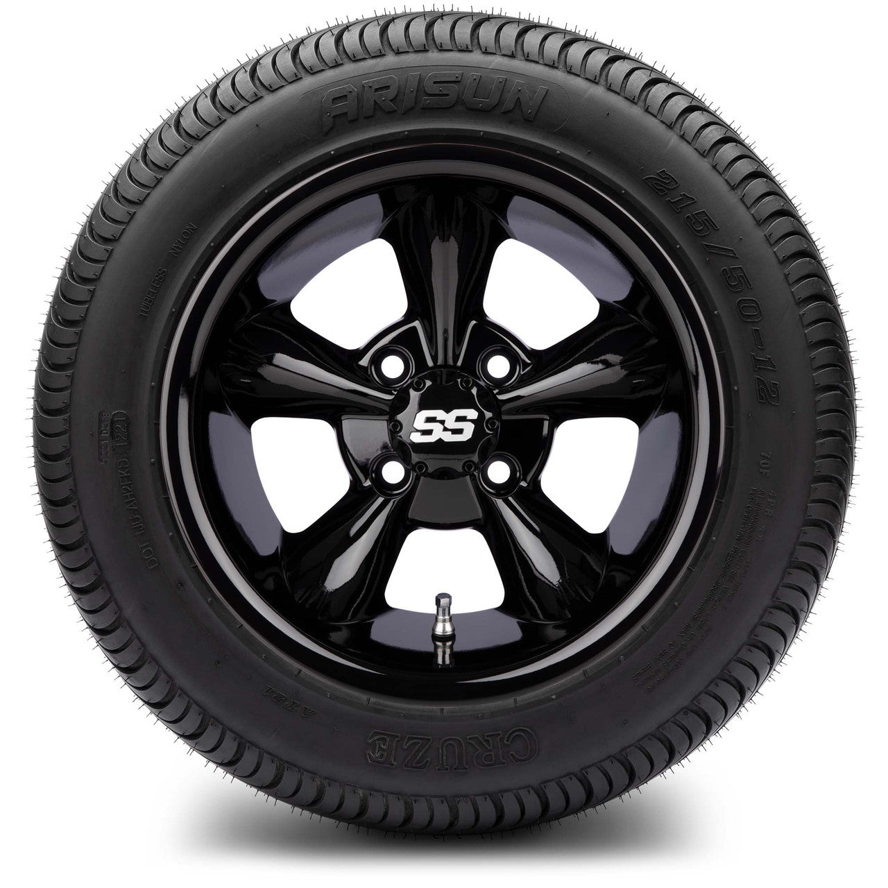 MODZ® 12" Godfather Glossy Black Wheels & Street Tires Combo
