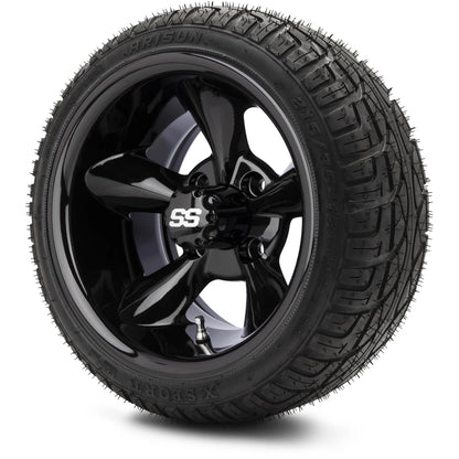 MODZ® 12" Godfather Glossy Black Wheels & Street Tires Combo