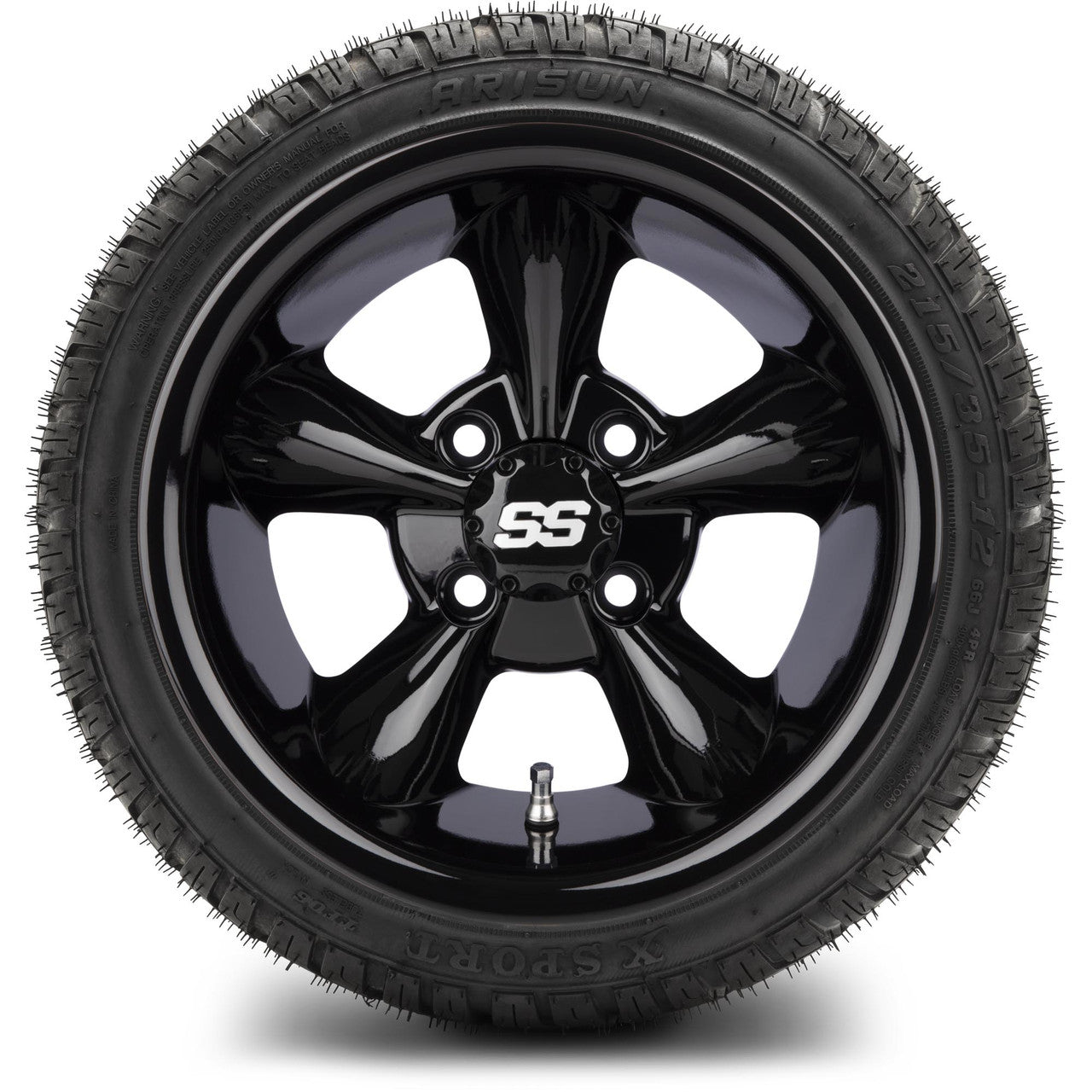 MODZ® 12" Godfather Glossy Black Wheels & Street Tires Combo