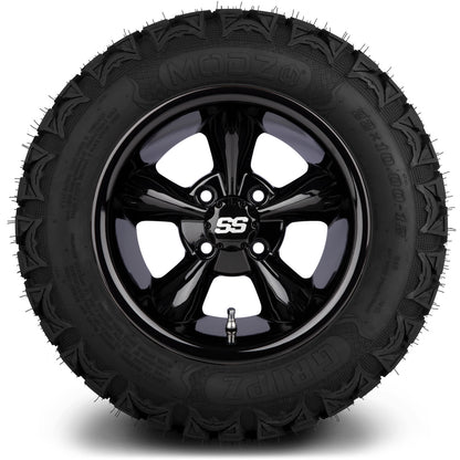 MODZ® 12" Godfather Glossy Black Wheels & Off-Road Tires Combo