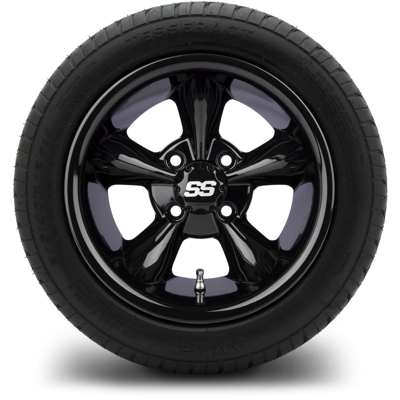 MODZ® 12" Godfather Glossy Black Wheels & Street Tires Combo
