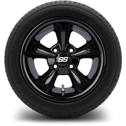 MODZ® 12" Godfather Glossy Black Wheels & Street Tires Combo