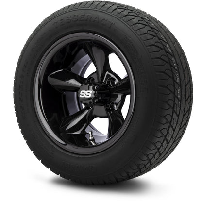 MODZ® 12" Godfather Glossy Black Wheels & Street Tires Combo