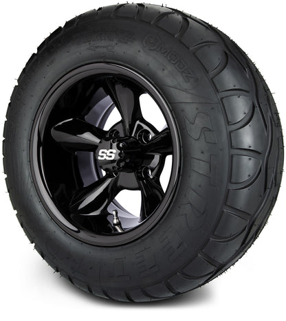MODZ® 12" Godfather Glossy Black Wheels & Street Tires Combo