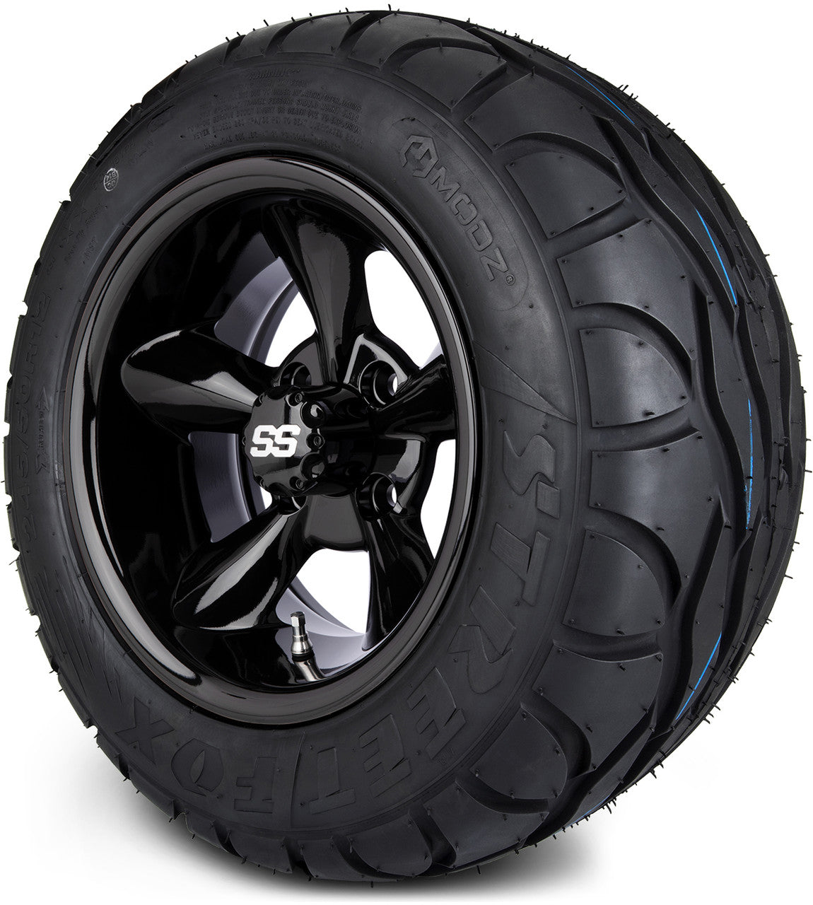 MODZ® 12" Godfather Glossy Black Wheels & Street Tires Combo