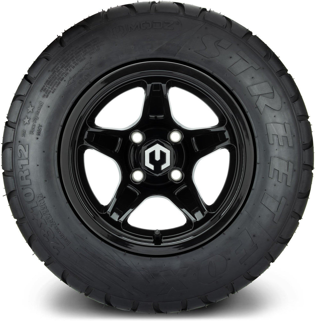 MODZ® 12" Drift Glossy Black Wheels & Street Tires Combo