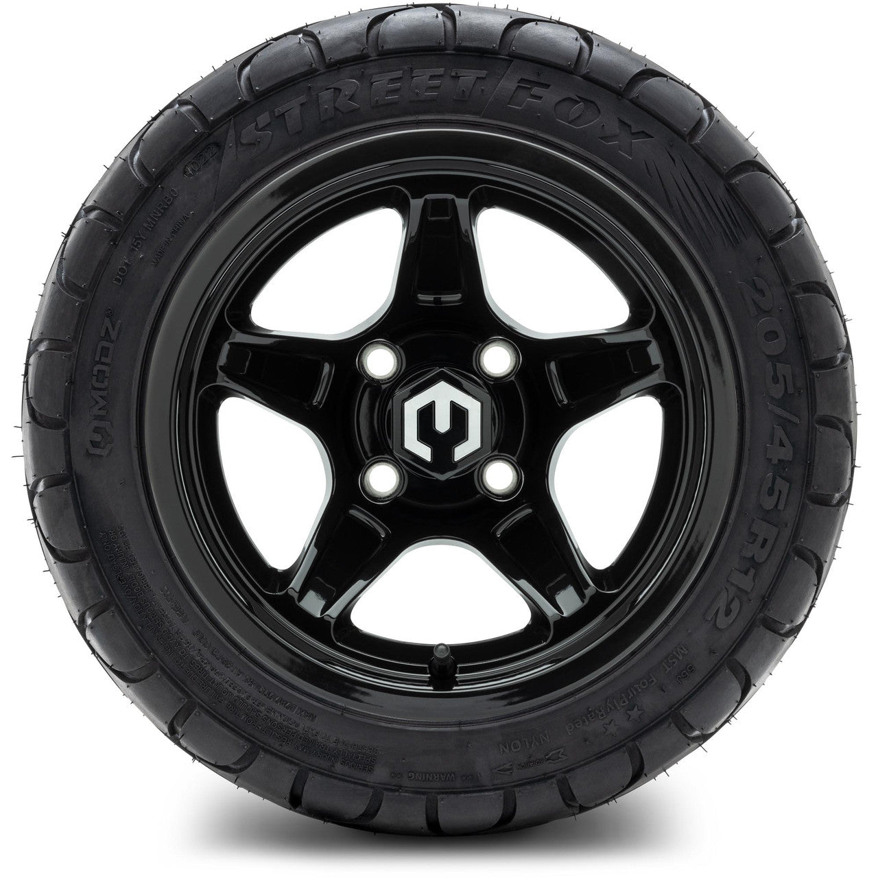 MODZ® 12" Drift Glossy Black Wheels & Street Tires Combo