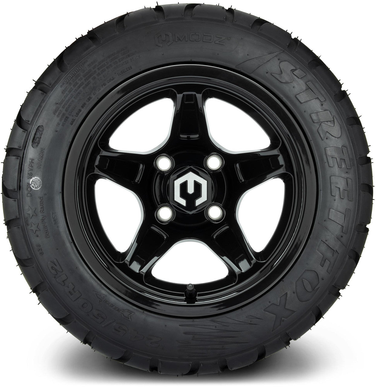MODZ® 12" Drift Glossy Black Wheels & Street Tires Combo