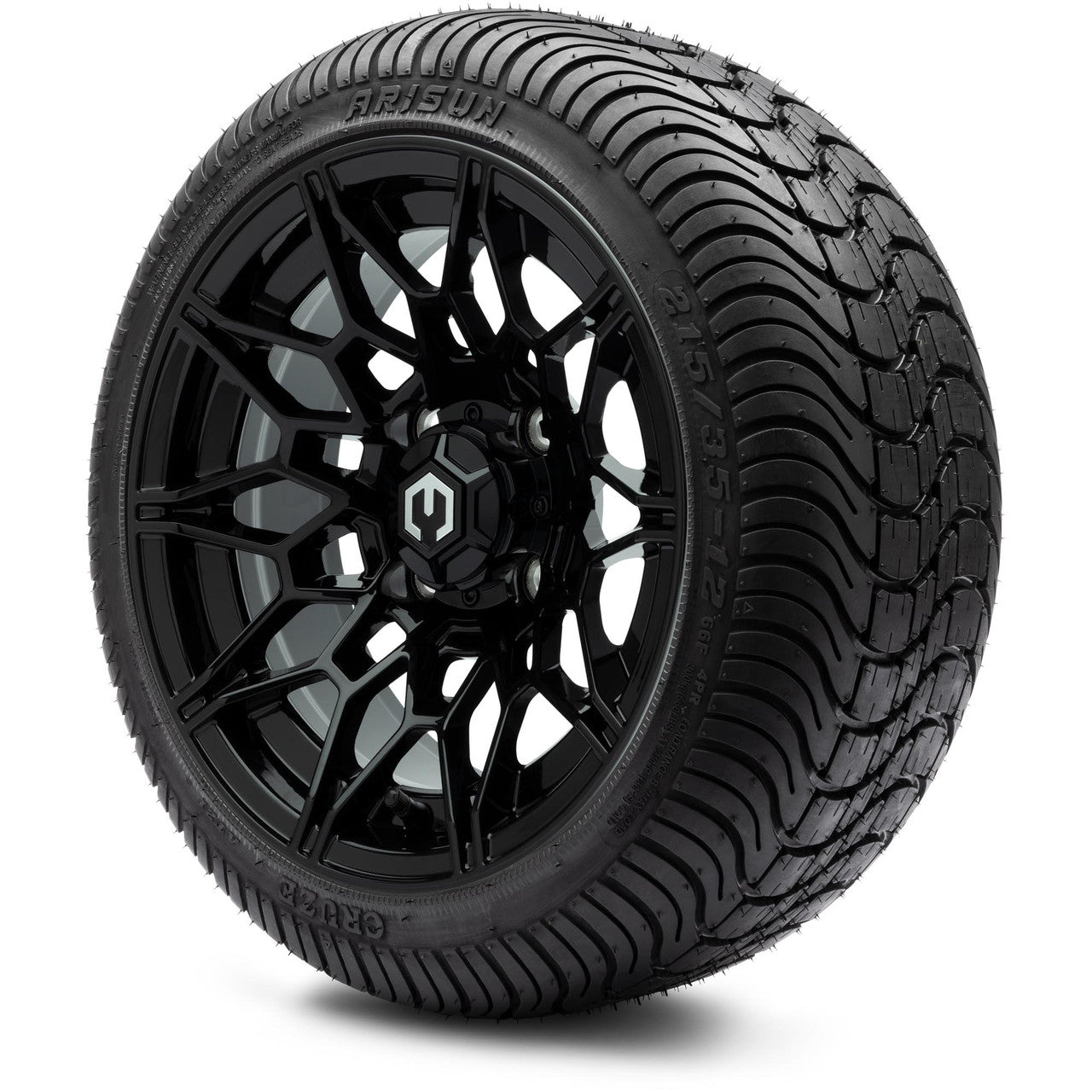 MODZ® 12" Galaxy Glossy Black Wheels & Street Tires Combo