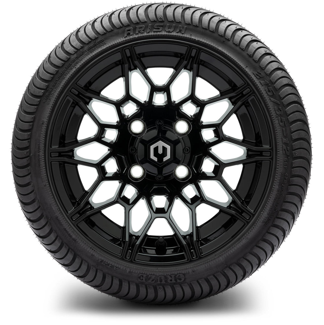 MODZ® 12" Galaxy Glossy Black Wheels & Street Tires Combo