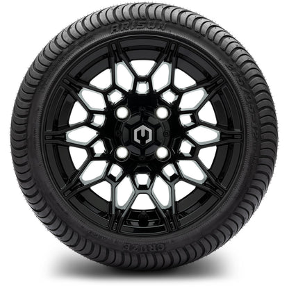 MODZ® 12" Galaxy Glossy Black Wheels & Street Tires Combo