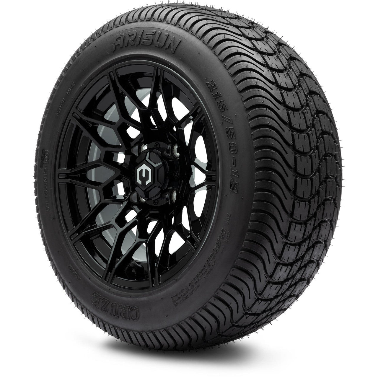 MODZ® 12" Galaxy Glossy Black Wheels & Street Tires Combo
