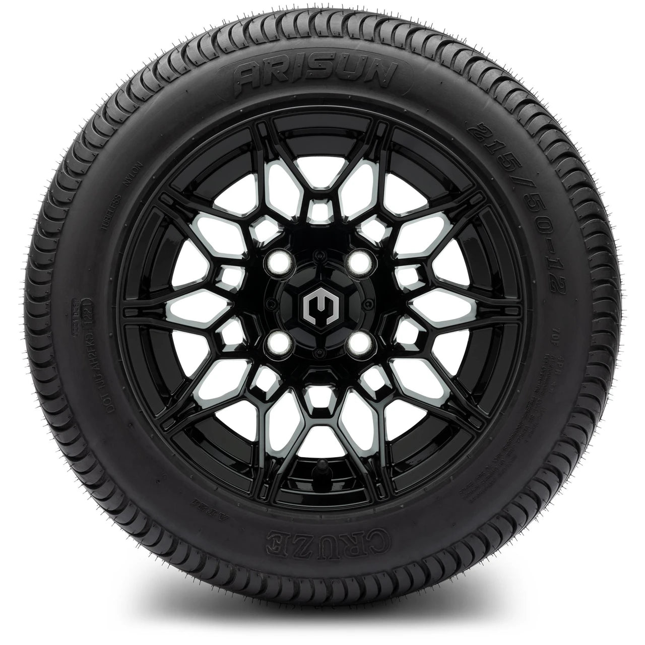 MODZ® 12" Galaxy Glossy Black Wheels & Street Tires Combo