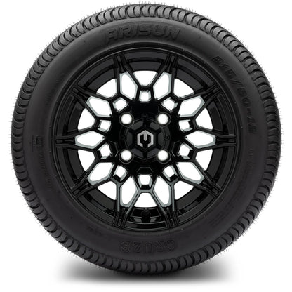MODZ® 12" Galaxy Glossy Black Wheels & Street Tires Combo