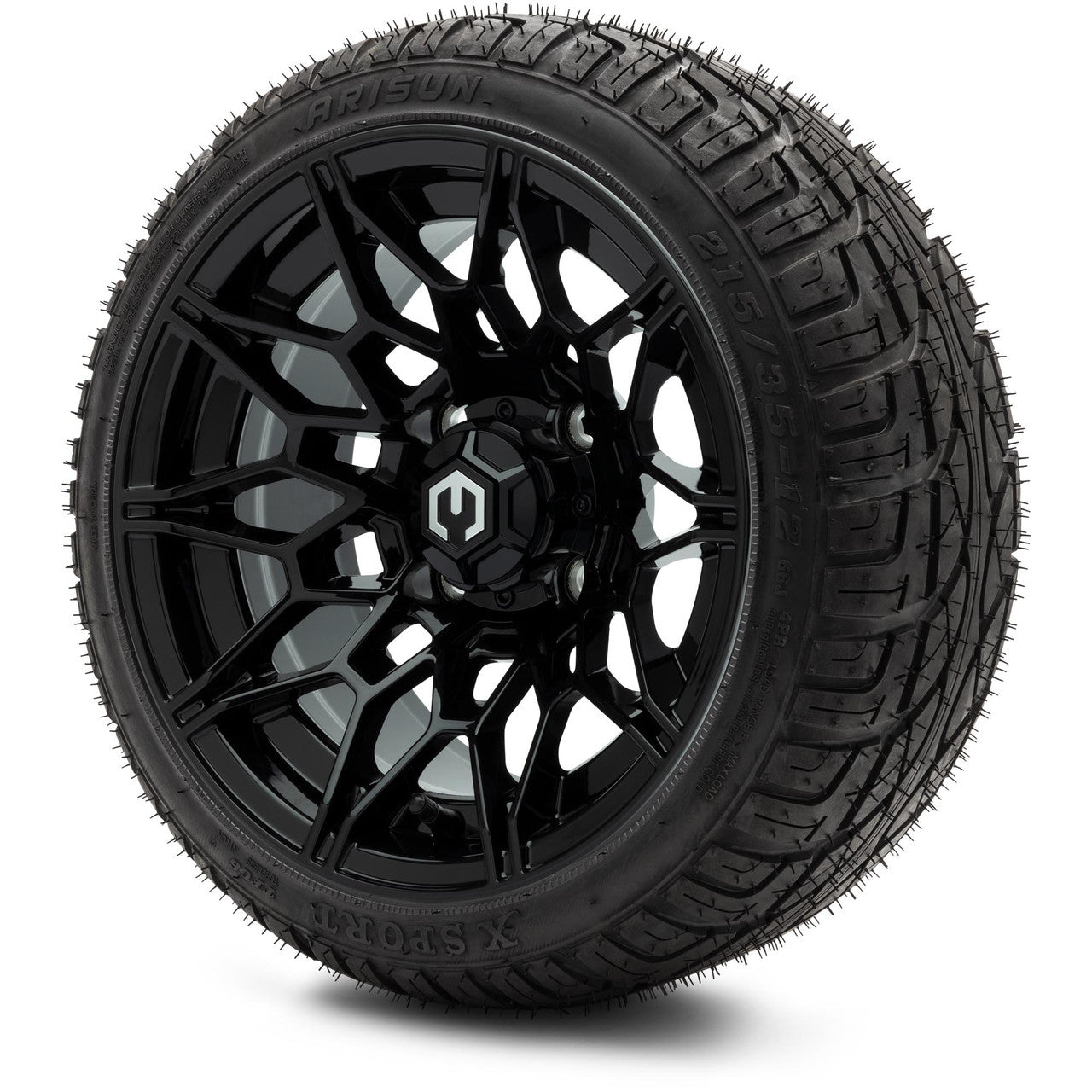 MODZ® 12" Galaxy Glossy Black Wheels & Street Tires Combo