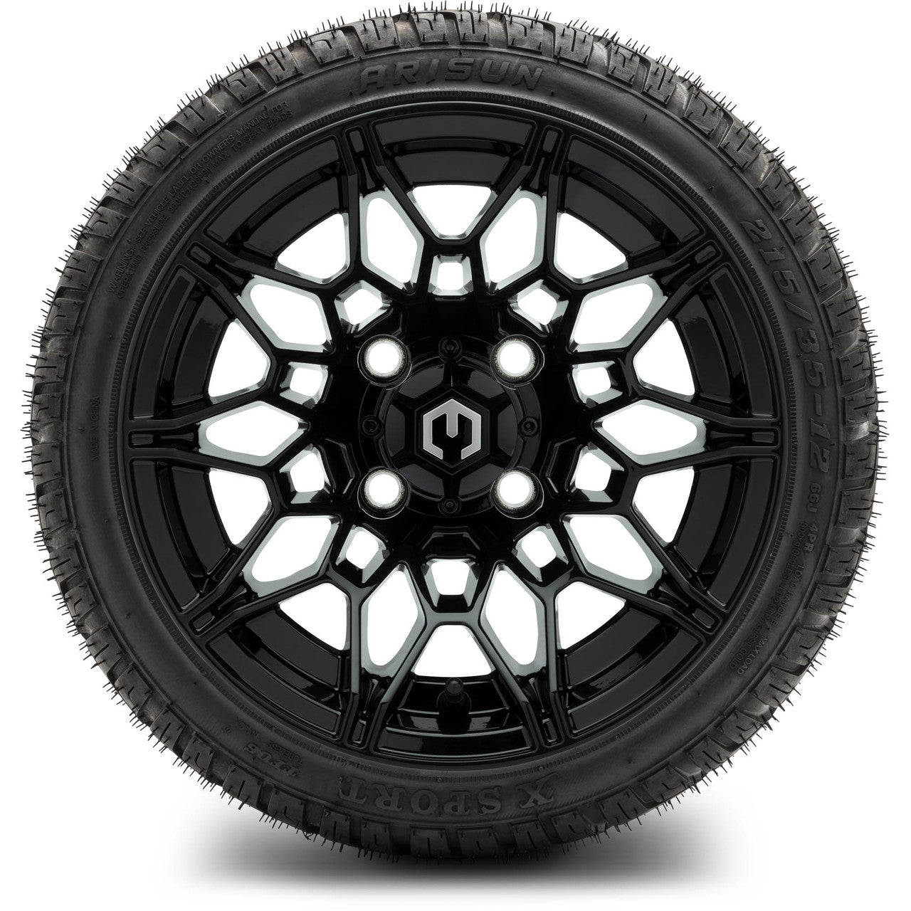 MODZ® 12" Galaxy Glossy Black Wheels & Street Tires Combo