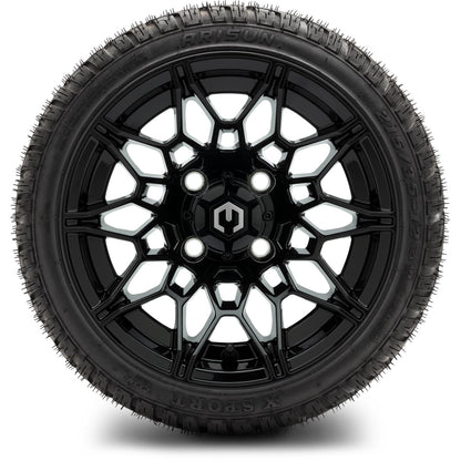MODZ® 12" Galaxy Glossy Black Wheels & Street Tires Combo
