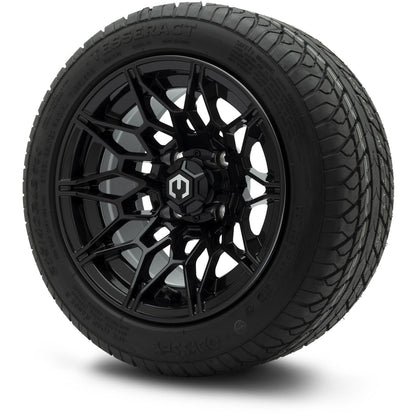 MODZ® 12" Galaxy Glossy Black Wheels & Street Tires Combo