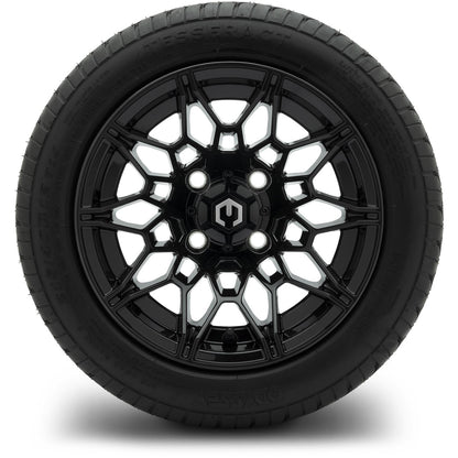 MODZ® 12" Galaxy Glossy Black Wheels & Street Tires Combo
