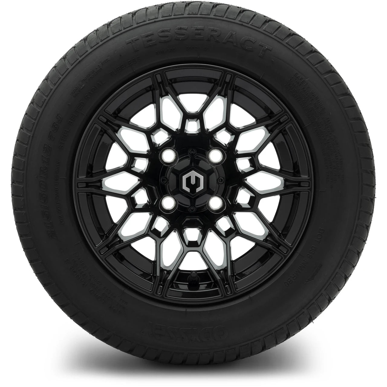 MODZ® 12" Galaxy Glossy Black Wheels & Street Tires Combo