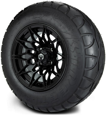 MODZ® 12" Galaxy Glossy Black Wheels & Street Tires Combo