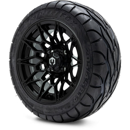 MODZ® 12" Galaxy Glossy Black Wheels & Street Tires Combo