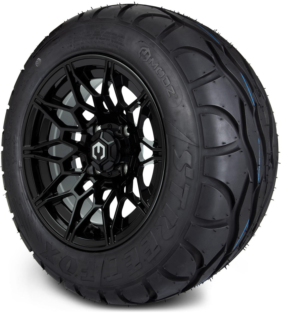 MODZ® 12" Galaxy Glossy Black Wheels & Street Tires Combo