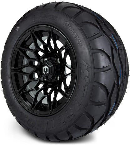 MODZ® 12" Galaxy Glossy Black Wheels & Street Tires Combo