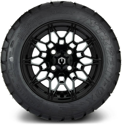 MODZ® 12" Galaxy Glossy Black Wheels & Street Tires Combo