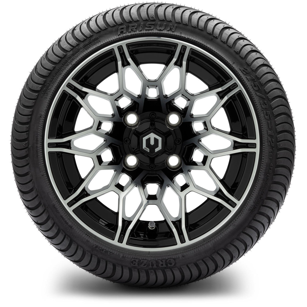 MODZ® 12" Galaxy Machined Black Wheels & Street Tires Combo