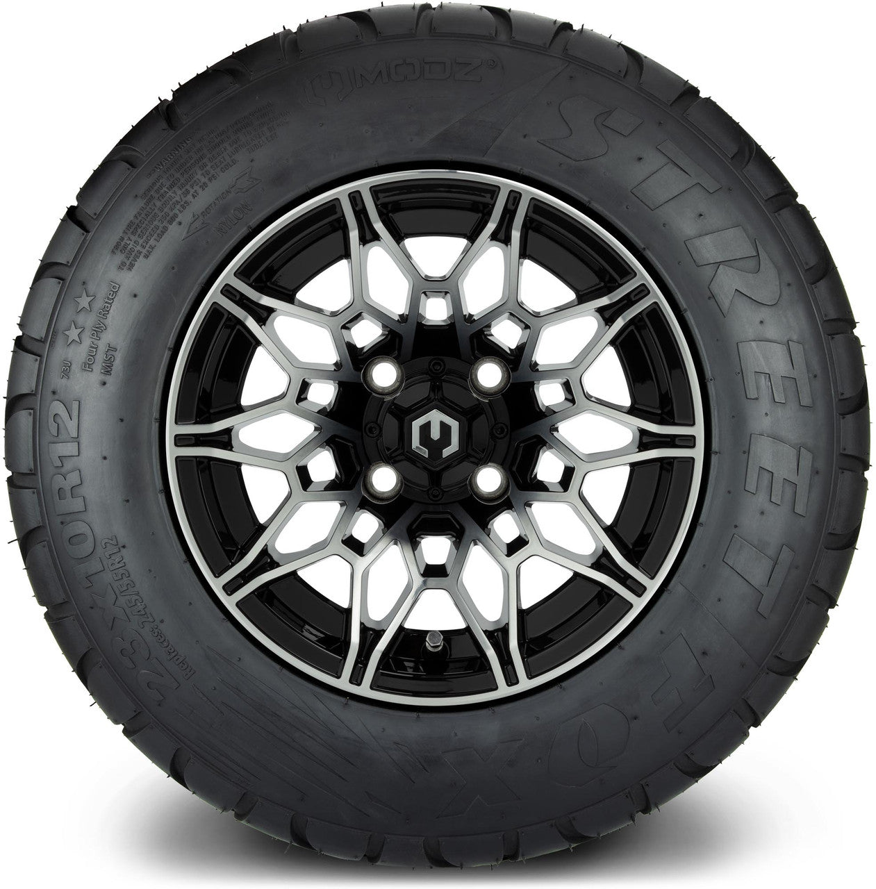 MODZ® 12" Galaxy Machined Black Wheels & Street Tires Combo