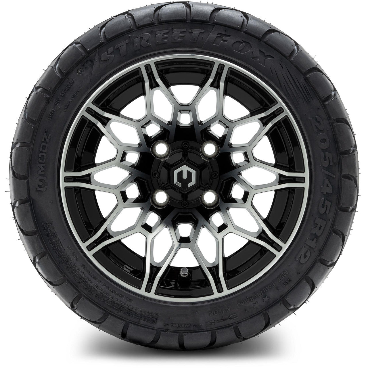 MODZ® 12" Galaxy Machined Black Wheels & Street Tires Combo