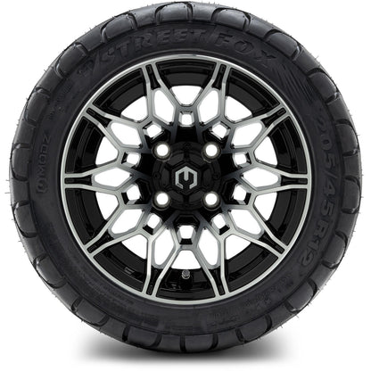 MODZ® 12" Galaxy Machined Black Wheels & Street Tires Combo