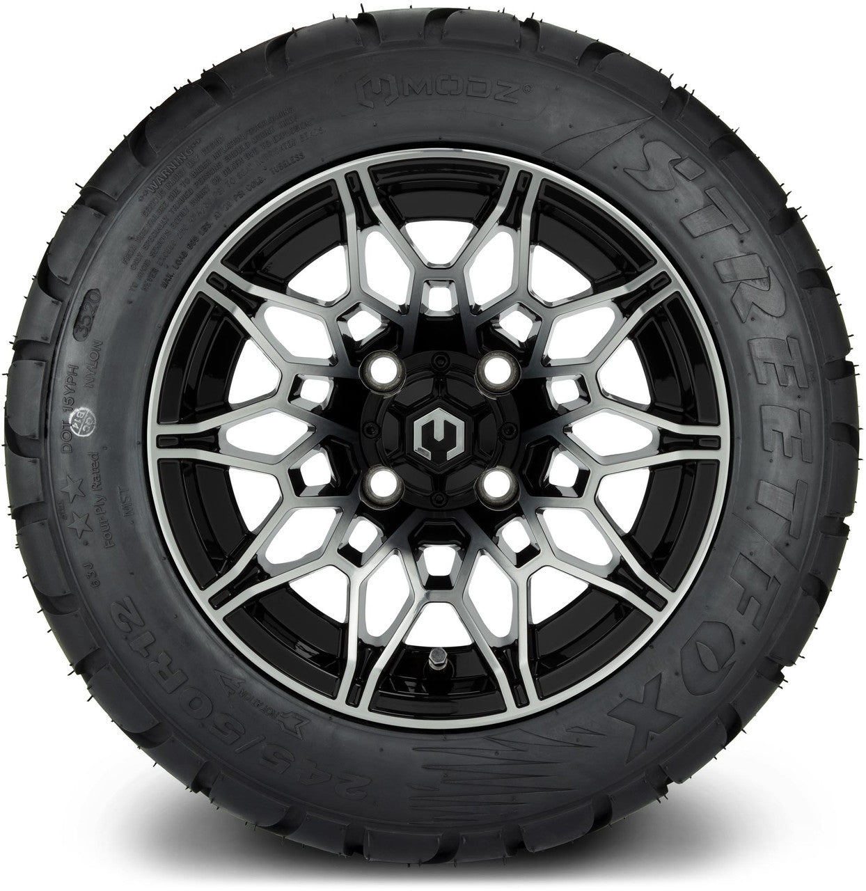 MODZ® 12" Galaxy Machined Black Wheels & Street Tires Combo