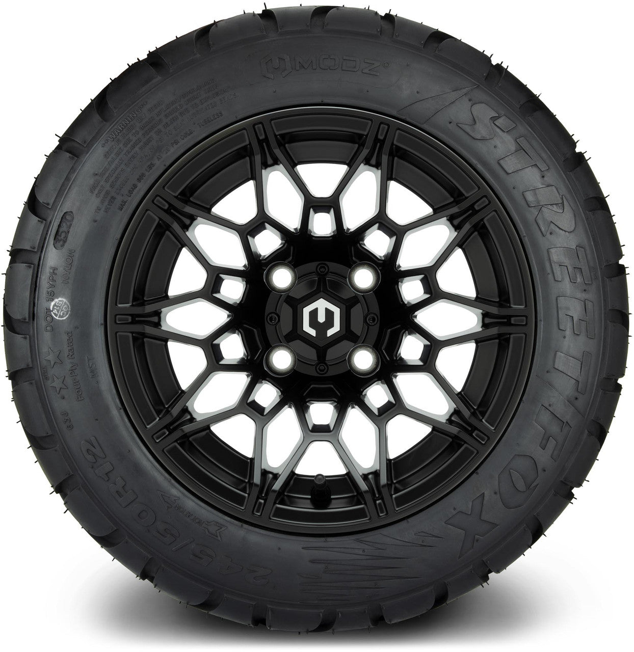 MODZ® 12" Galaxy Matte Black Wheels & Street Tires Combo
