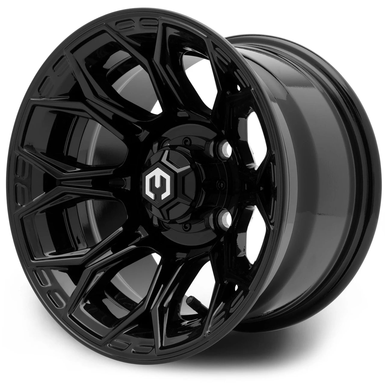 MODZ® Halo Glossy Black 12" Golf Cart Wheel