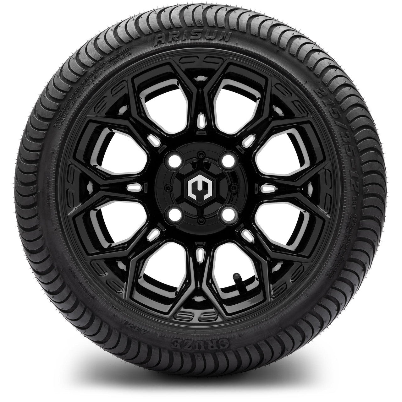MODZ® 12" Halo Glossy Black Wheels & Street Tires Combo