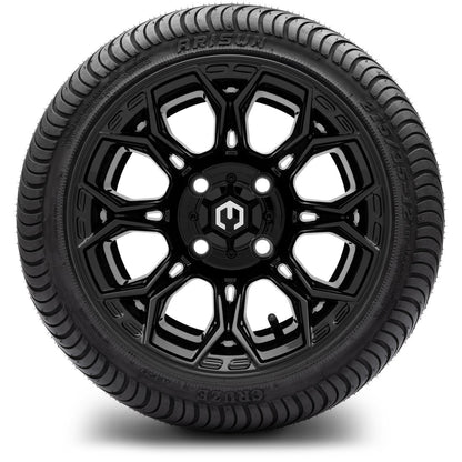 MODZ® 12" Halo Glossy Black Wheels & Street Tires Combo