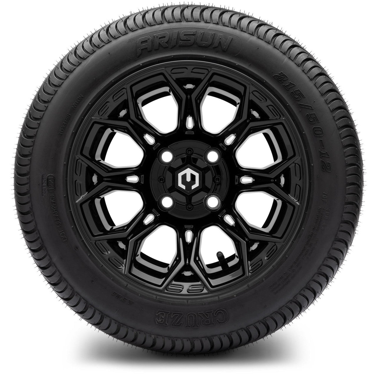 MODZ® 12" Halo Glossy Black Wheels & Street Tires Combo