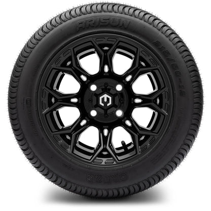 MODZ® 12" Halo Glossy Black Wheels & Street Tires Combo