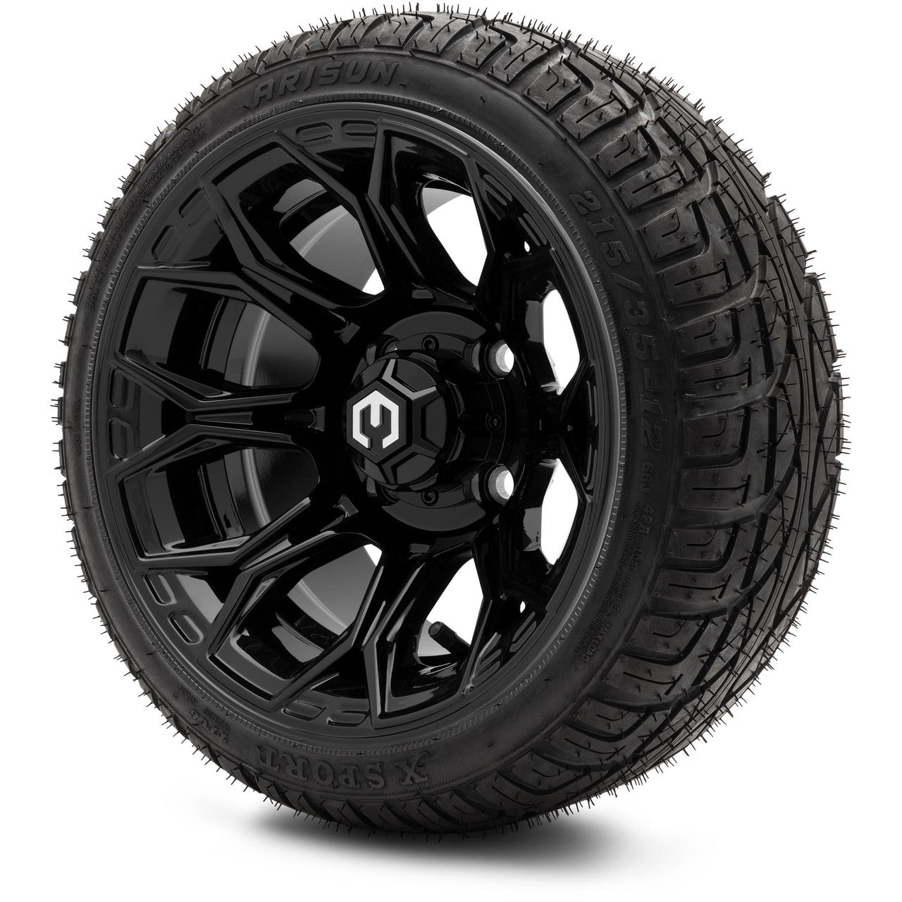 MODZ® 12" Halo Glossy Black Wheels & Street Tires Combo