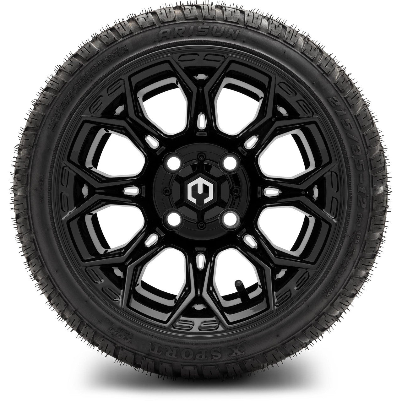 MODZ® 12" Halo Glossy Black Wheels & Street Tires Combo