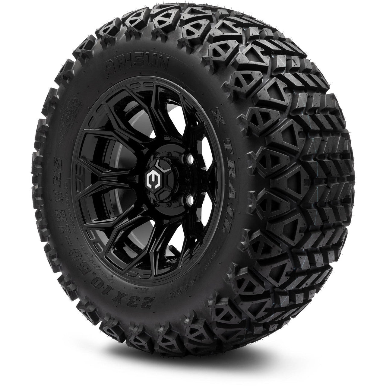 MODZ® 12" Halo Glossy Black Wheels & Off-Road Tires Combo
