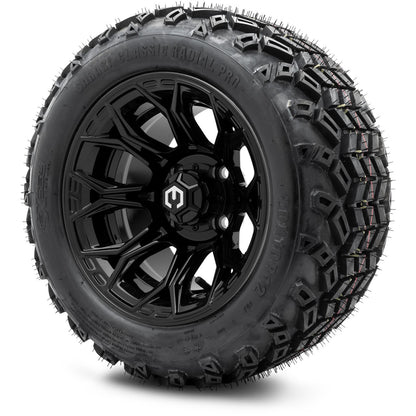 MODZ® 12" Halo Glossy Black Wheels & Off-Road Tires Combo