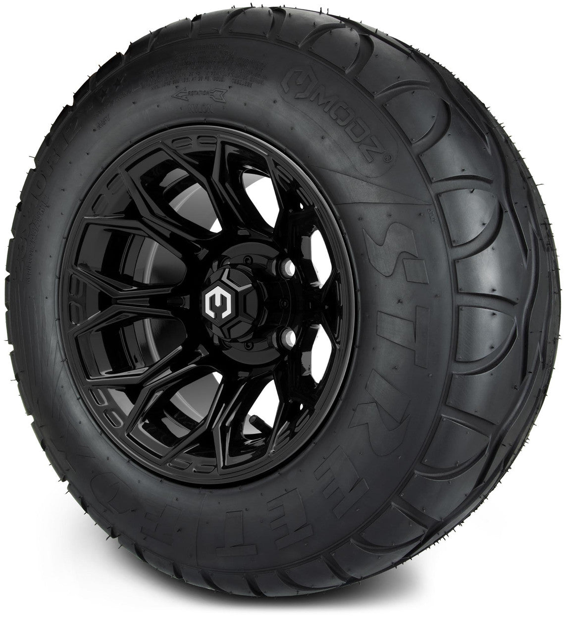 MODZ® 12" Halo Glossy Black Wheels & Street Tires Combo
